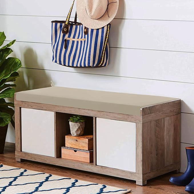 Outdoor Bench Cushion Waterproof 36"x14", Fade-Resistant Patio Furniture Replacement Pad with Ties - Also Fits Indoor Entryway Bench or Window Seat, Cream