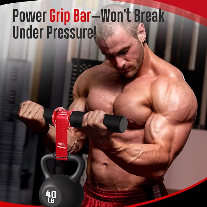 FitBeast Forearm Strengthener & Wrist Roller - Forearm Strength Trainer with Thickened Anti-Slip Grip Handles&Adjustable Strap, Perfect for Forearm Exercising, Boosting Grip Strength, Muscle Building