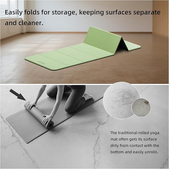 Foldable Yoga Mat, Extra Thick 0.32 inch, SGS Certifed, Non Slip, 71 x 24 inches, Foldable for Travel, Pilates, Camping, Environmental Sports Mat, Odorless TPE Material