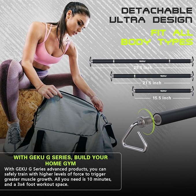 Resistance Band Bar, Length-Adjustable Detachable Heavy Duty Workout Bar for Resistance Band Training, Core Muscle Training, Home & Ourdoor Workout, Max Load 800 Lbs