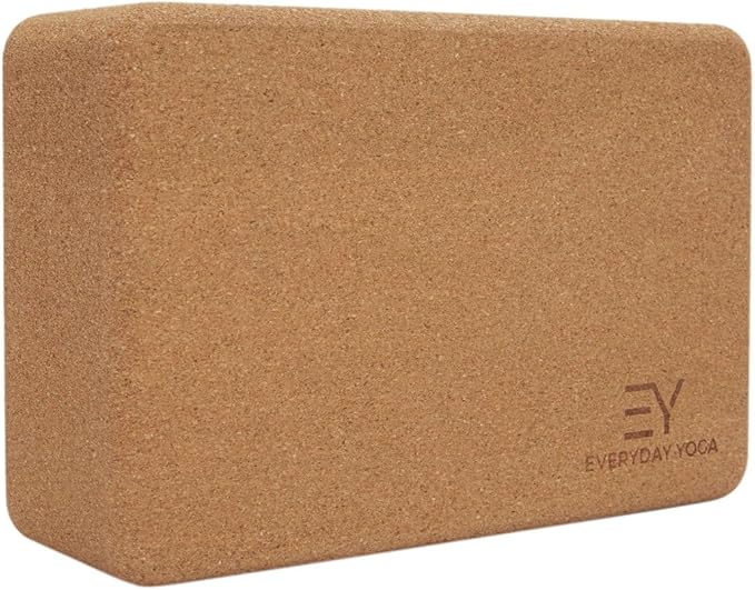 Everyday Yoga Premium Cork Block - Natural Cork, Improve Strength, Flexibility with Soft Brick Workout Handstand, (Single)