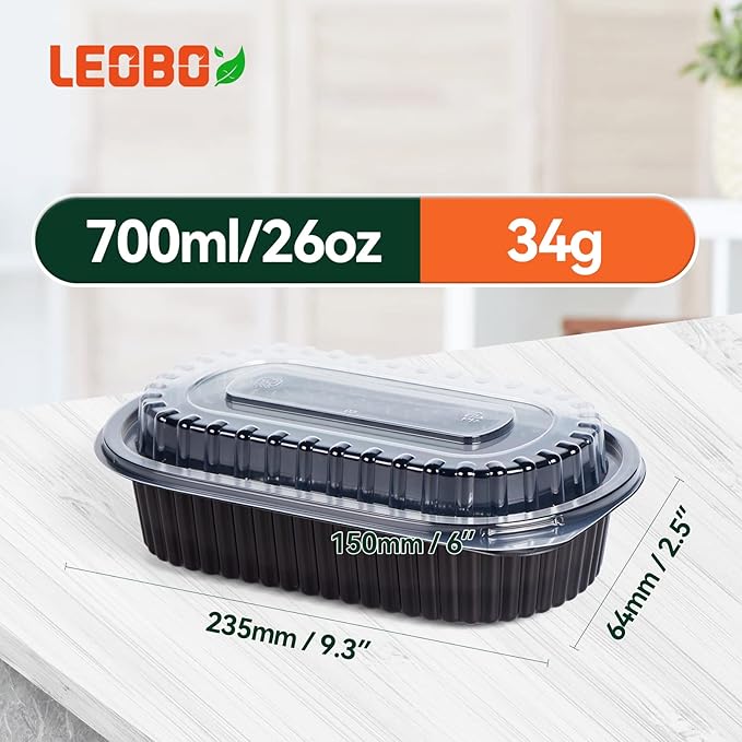 Meal Prep Containers, 45 Pack 1 Compartment Bento Box with Lids Reusable Food Storage Containers BPA-Free Microwave Dishwasher Freezer Safe To Go Containers (26 oz)