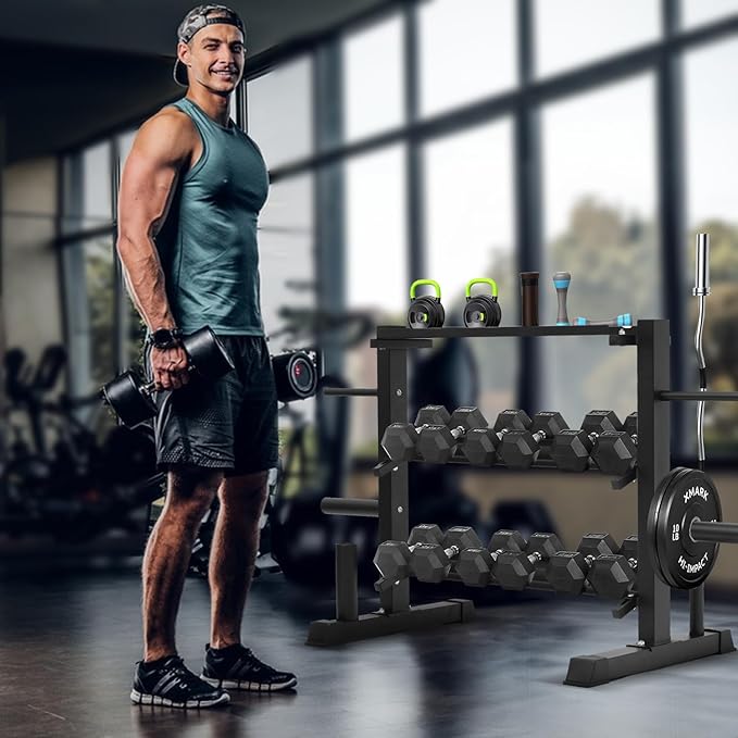 Adjustable Dumbbell Rack, Dumbbell Set with Storage Rack for Kettlebells, Weight Organizer Stand, Weight Rack, Kettlebell Rack