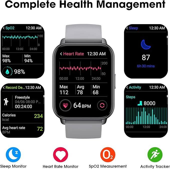 EURANS Smart Watch No App/Phone Required, Long Battery Life Fitness Tracker Watch,HD Screen, Waterproof Activity Tracker with Step Counter for Walking, Pedometer, Calories Tracker for Men Women