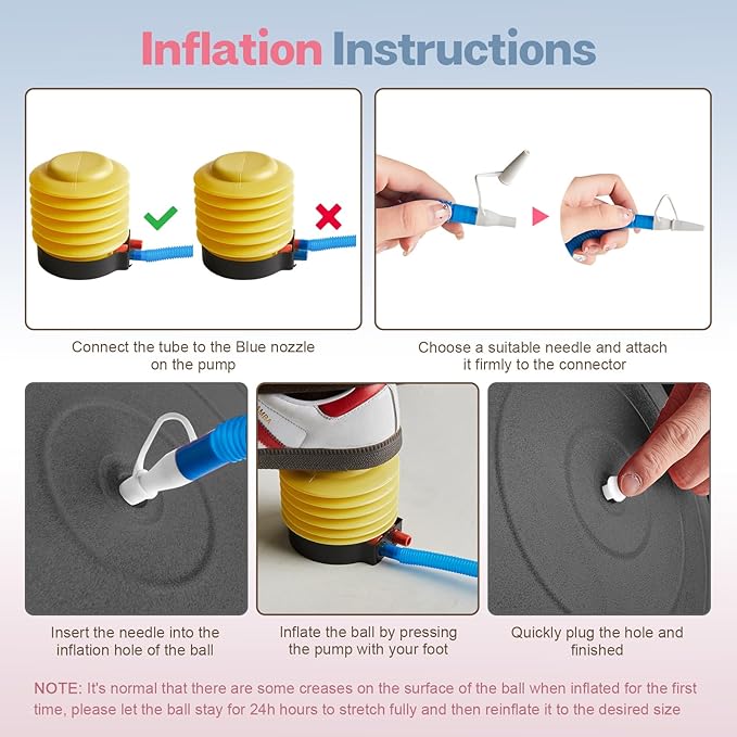 Exercise Ball, Extra Thick Yoga Ball for Workout Pregnancy Stability, 4 Sizes Anti-Burst Balance Ball with Foot Pump - Heavy Duty Fitness Ball Chair for Office, Home & Gym