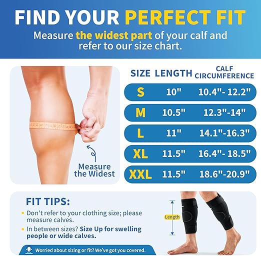 CAMBIVO Calf Brace for Torn Muscle, 2 Pack Adjustable Neoprene Compression Wrap Support for Shin Splints, Strain, Leg Pain (Black, XX-Large)