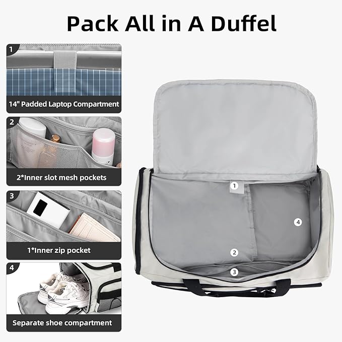 CLUCI Gym Bag for Men & Women, 35L Sports Duffle Bag for Travel,4 in 1 Weekender Bag,Overnight Backpack with Shoe Compartment,Carry on Duffel Bag for Airplane