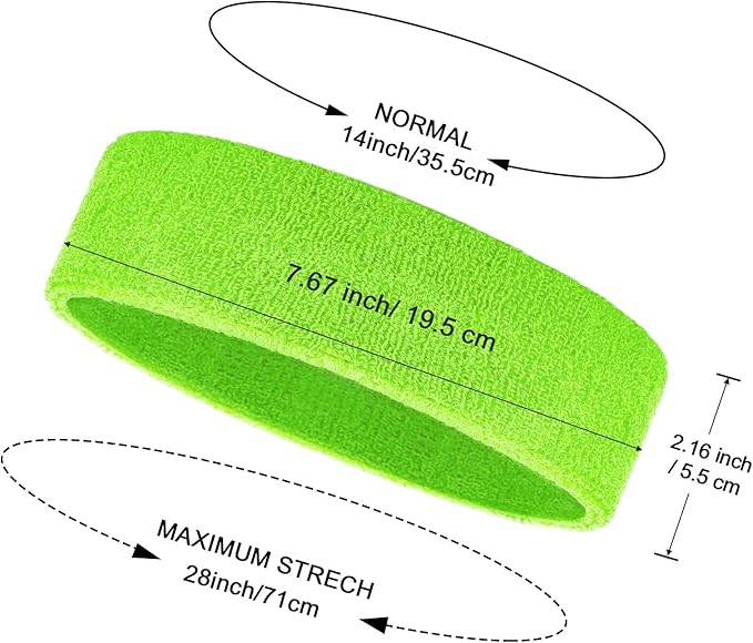 Bememo 12 Pcs Sweatbands Sport Headbands for Men & Women Basketball Headband Sport Competitions Sweat Headbands Running Terry Cloth Moisture Wicking for Yoga,Tennis,Gym,Exercise