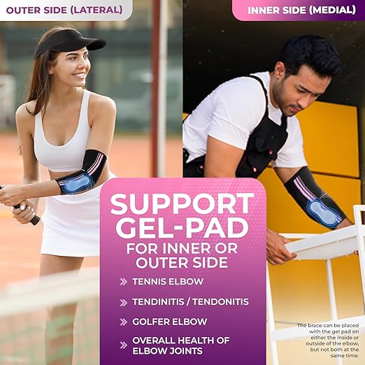 DR. BRACE® Elite Elbow Brace Support, Breathable Elbow Compression Sleeve with Gel Pad for Golfer's, Tennis Elbow & Tendonitis Treatment & Pain Relief 2024 (Black-Pink, Small)