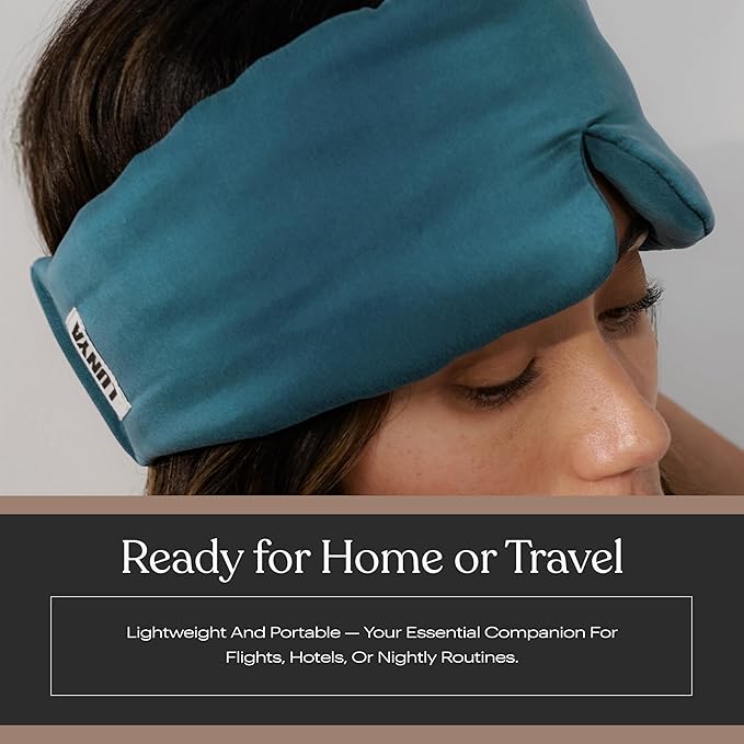 Silk Sleep Mask for Women - Mulberry Silk Eye Mask for Sleeping - Breathable, Washable, Light-Blocking – Piquant Teal, L