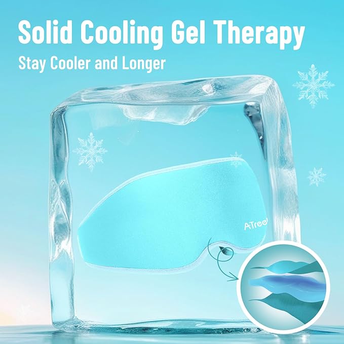 3D Gel Cooling Eye Mask, Weighted Eye mask for Sleeping, 3D Contoured Cup No Pressure Night Blindfold Sleep Mask, Ice Cold Pack Eyes Cold Compress for Puffy Eyes, Dark Circle, Light Blue