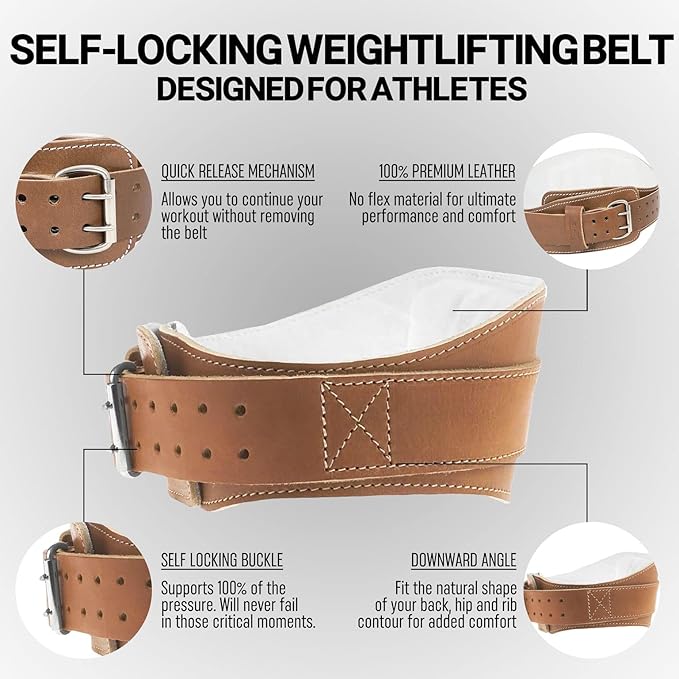 Schiek Sports 2006 Leather 6" Weight Lifting Belt - Weightlifting Belt with Double Prong Stainless Steel Belt Buckle
