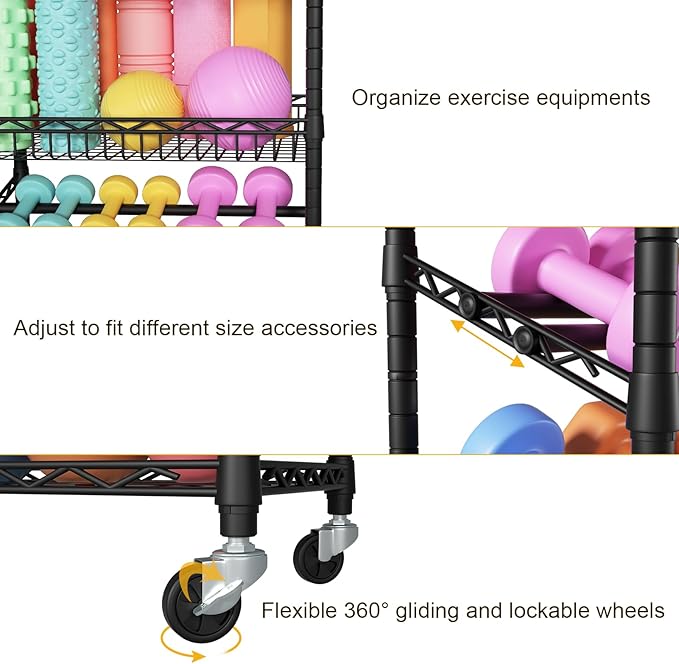 S3 Dumbbells Rack Storage Rack, Portable Home Gym Storage, Yoga Mat Storage, and Weight Rack Organizers for Gym Studio