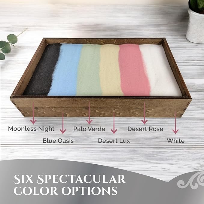 Wooden Stackable Zen Garden | Desert Rose Sand with Rake & Accessories | Minimalist Decor Gift for Relaxation