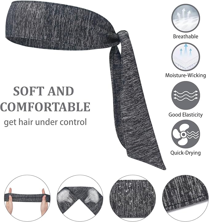 ONUPGO 18Pcs Head Ties for Men Women, Adjustable Headbands Sports Sweatband Ninja Ties Head Band, Sweat Wicking Workout Headband for Sports, Running, Tennis, Yoga, Soccer, Karate