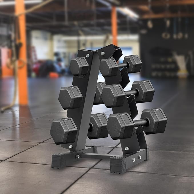 Dumbbell Rack Stand, 3 Tier Steel Dumbbell Holder 176 LBS Heavy Duty A-Frame Storage Rack Compact Weight Holder for Home Gym Fitness Storage