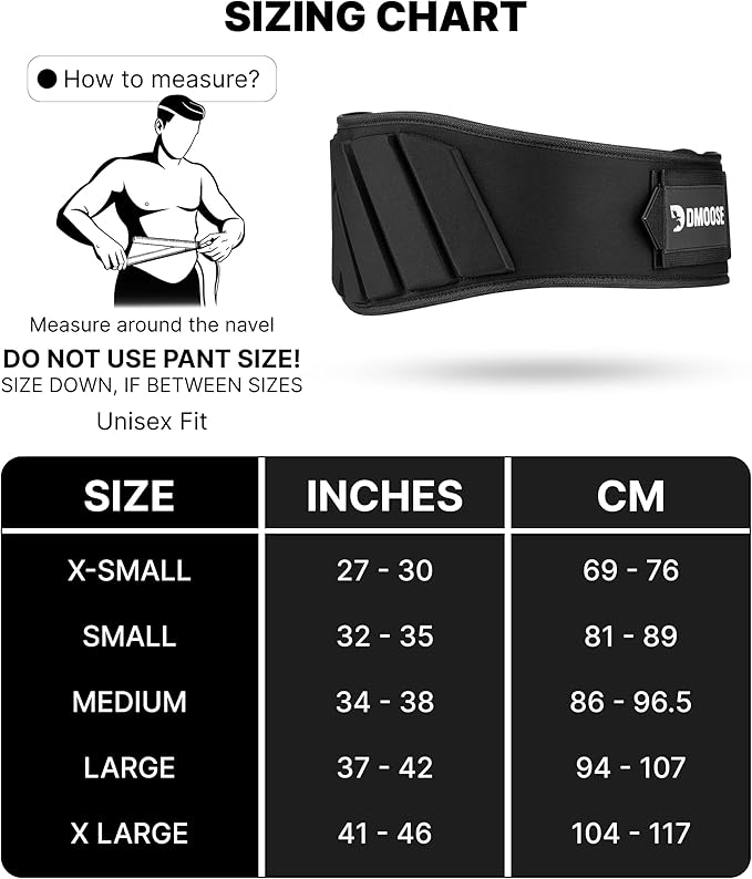 DMoose Fitness Weight Lifting Belt for Squats, Deadlift & Intense Workout - 6" Adjustable Fit Auto Lock Weightlifting Belt for Men & Women - Neoprene Gym Belts for Stability & Lumbar Back Support