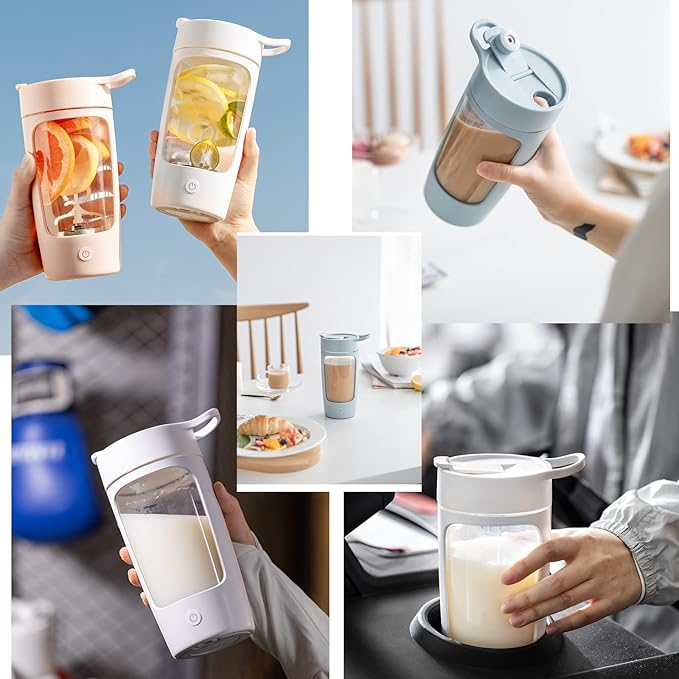 Electric Protein Shaker Bottle, | Tritan | Bpa Free| Blender Bottles 22oz Rechargeable Vortex Portable Mixer, Self Stirring Cup, Auto Mixing Mug For Coffee(White)