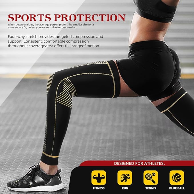 SKDK Copper Full Leg Sleeves Long Compression Leg Sleeve Knee Sleeves Protect Leg for Knee Pain Relief, Workout and Sports