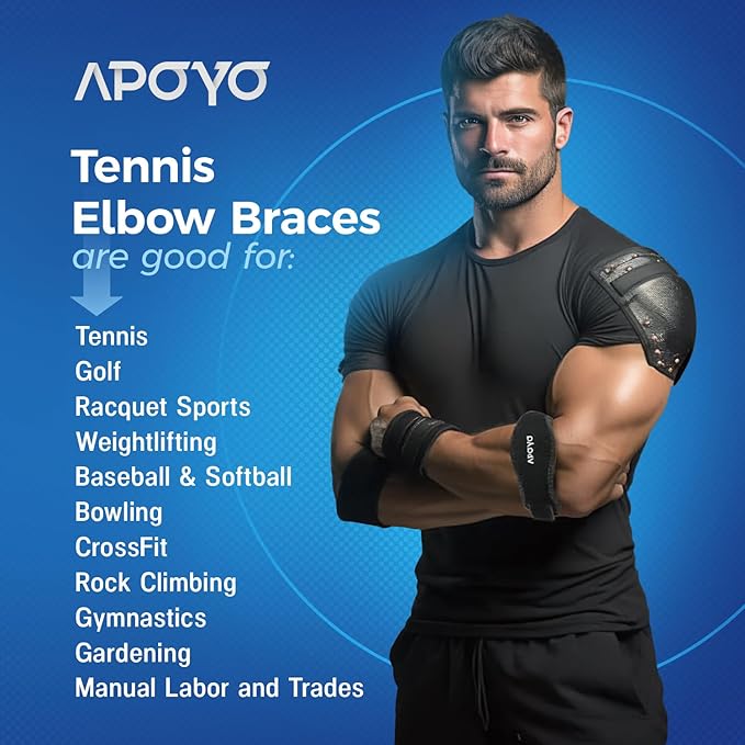 APOYO Tennis Elbow Brace, Elbow Brace for Tendonitis and Tennis Elbow Strap, Counterforce Arm Band for Tendon Relief for Men & Women