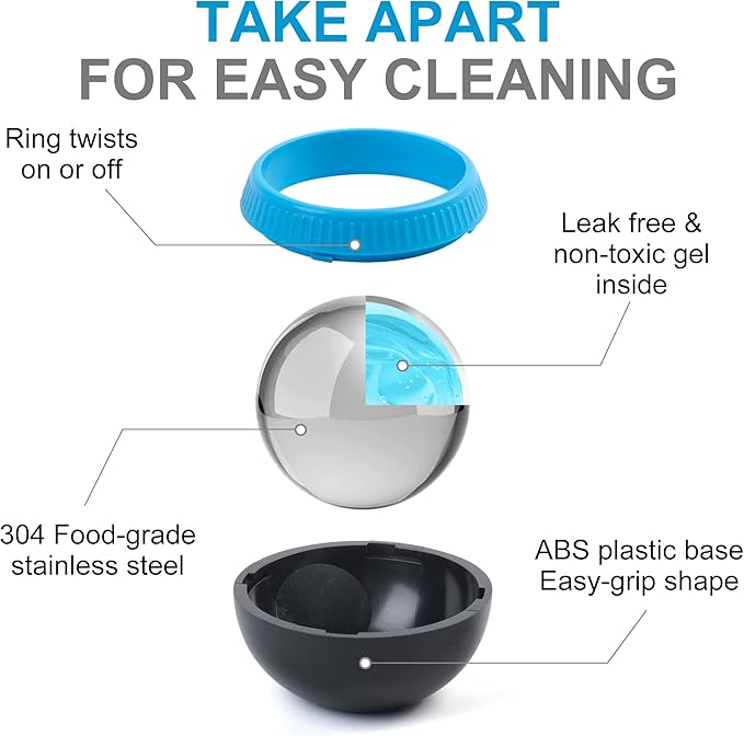 Cold Massage Roller Ball, Set of 2, Cryosphere Ice Therapy Ball for Body Muscle Relief, Roller Massager for Back, Neck, Deep Tissue, Foot Plantar Fasciitis, Myofascial Release