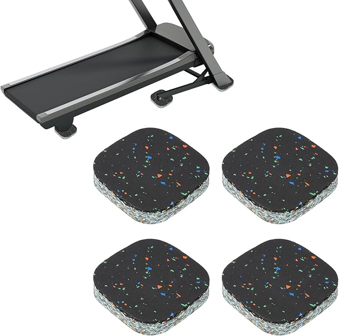 PATIKIL 4 Pcs Treadmill Mat Pads, 4x4x0.8 High Density Foam Anti Vibration Pad Sound Proof Floor Mat Exercise Equipment Mat for Carpet Protect Noise Reduction Home Gym, Mixed Color