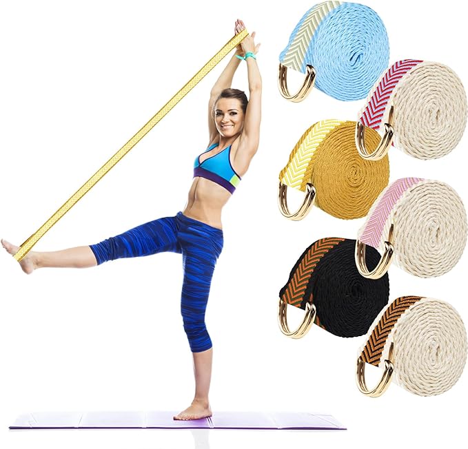 6 Packs Yoga Strap for Stretching Yoga Belt Adjustable Straps for Non Elastic Stretching Strap Exercise Straps for Pilates
