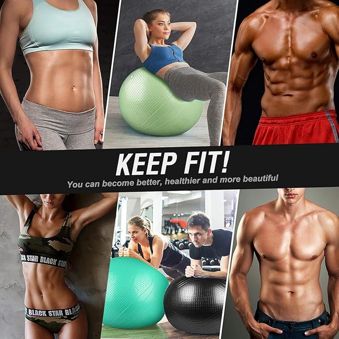 Yoga Ball, 18-30 Inch Extra Thick Exercise Ball for Workout Fitness Balance, Anti Burst Chair for Home and Office Desk, Includes Hand Pump & Workout Guide Access