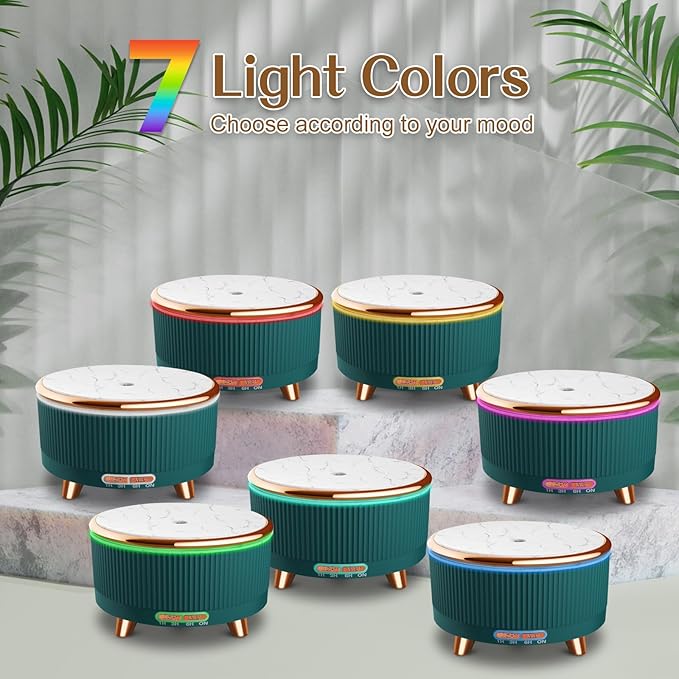 Essential Oil Diffusers for Home 500ml,Aromatherapy Diffusers for Essential Oils Large Room with 7 Colors Lights & 3 Mist Mode Waterless Auto Off,Cool Mist Humidifiers for Decor，Green