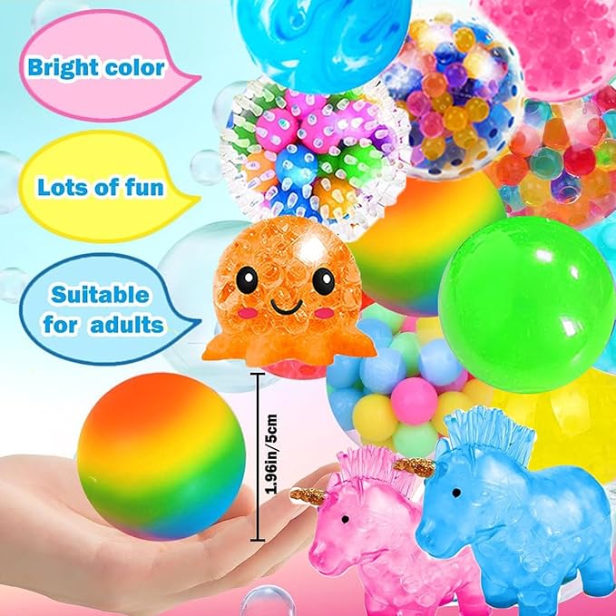 30Pcs Large Stress Balls, Squeeze Toys Squishy Balls ,Fidget Sensory Toys for Adults Anxiety Relief ,Party Favors Christmas Easter Birthday Party Supplies Goodie Bag Stuffers Classroom Prizes