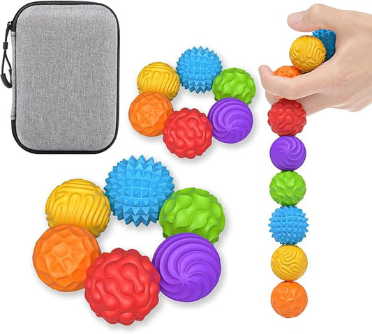 Magnetic Fidget Balls Fidget Toys Adults , 12Pack Large & Small Magnet Balls, Desk Fidgets with Textured, Silicone Stress Relief Sensory Toys for Teens with ADHD, Fun Magnets for Creative Gifts