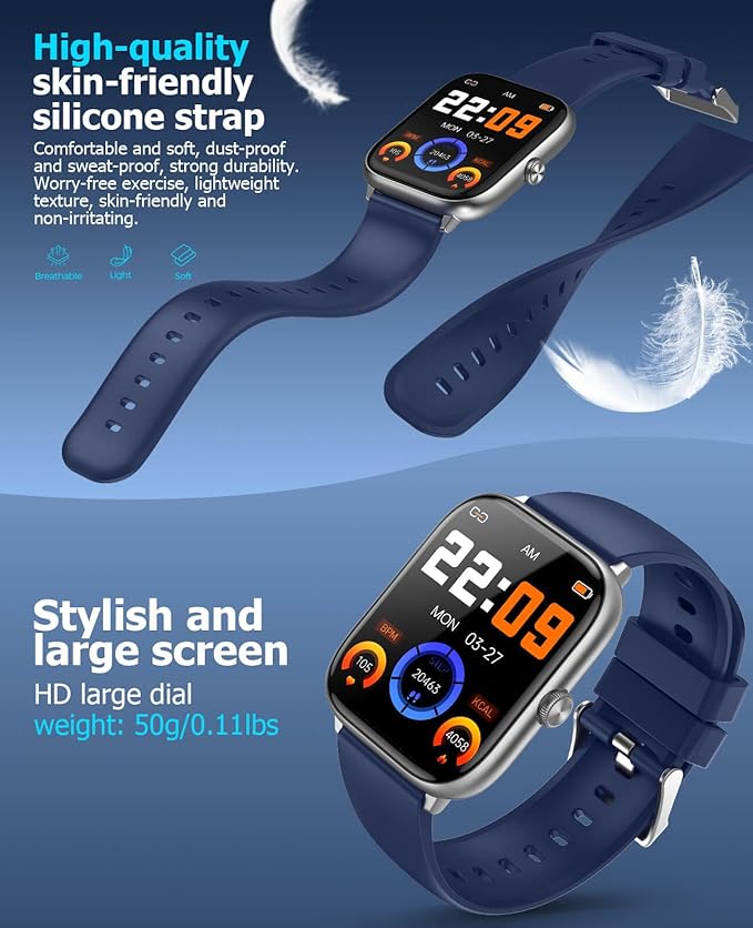 2.06" AMOLED Smart Watches with Blood Pressure Monitor, 118 Sports Modes, Fitness Activity Tracker for Men Women, Heart Rate Sleep SpO2 Monitor, IP68 Waterproof, Compatible with Android and iPhone