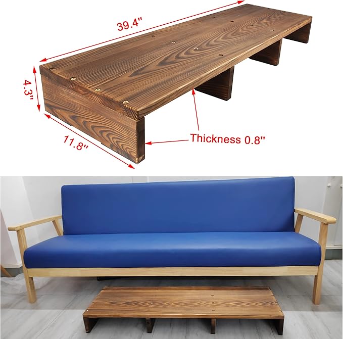 39.4'' Long Wooden Step Stool for Elderly, Half Wooden Riser Step Stool for Bedside, Bathroom, Kitchen and Outdoor High Steps(39.4" L*11.8" W*4.3" H)