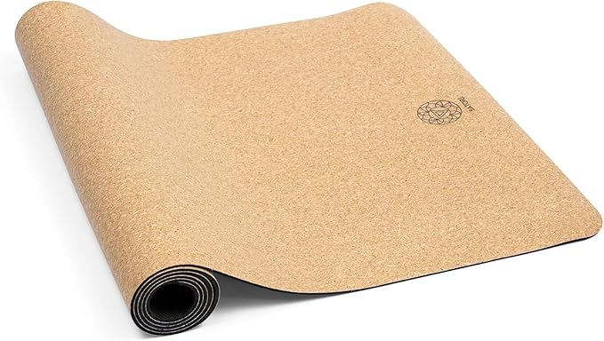 Cork Yoga Mat with Natural Rubber Base, Extra Size, Thickness and Support, Excellent Cushion & Grip, Non-Slip, Non-Toxic, Sweat-Resistant, Sustainable, Eco-friendly Exercise Mat