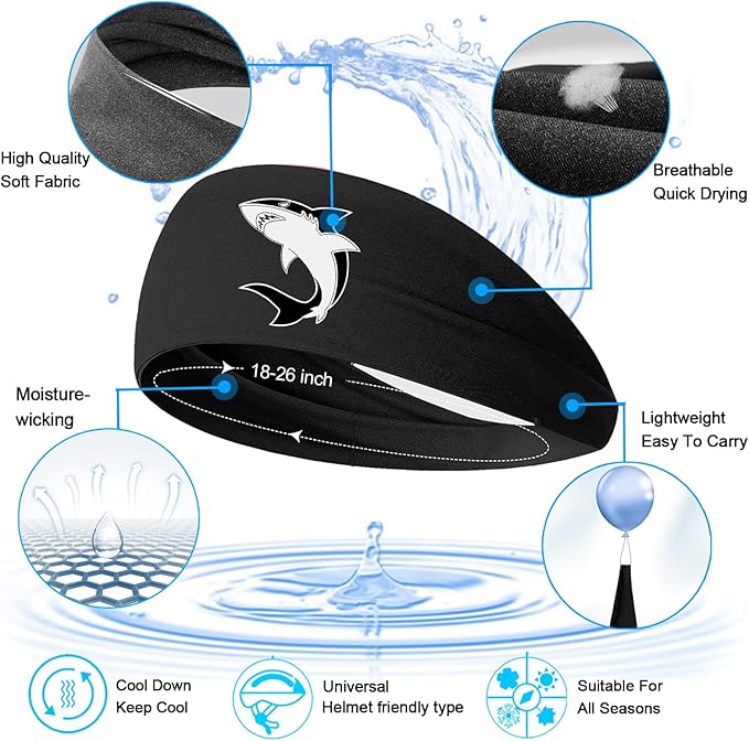 Headbands for Men Women 3pcs Sports Sweat Bands Headbands Men Sweatbands Workout Headband for Mens Running Cooling Skull Sweat Band Head Bands