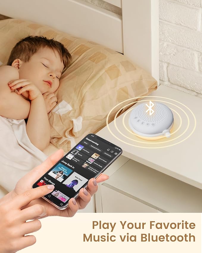 Glocusent 3-In-1 Portable Sound Machine for Baby, White Noise for Sleeping, Night Light & Phone Connected Speaker 34 Sounds Timing Function 1000mAh Large Battery Designed for Travel Deep Restful Sleep