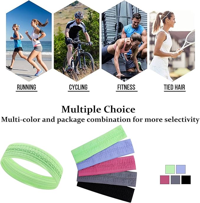 Workout Headbands Non Slip Headband Sport Headbands Sweatbands Elastic Sport Hair Bands for Sports Travel Indoor Fitness Gym