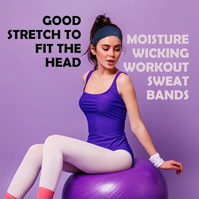 LOTUS78, Pack of 12 Wide Headbands for Women Non Slip, Fashionable Sports Hair Bands for Women's Hair, Soft Elastic Stretchy Head bands, Yoga Workout Headbands for Women Daily Fashion(Feel icon)