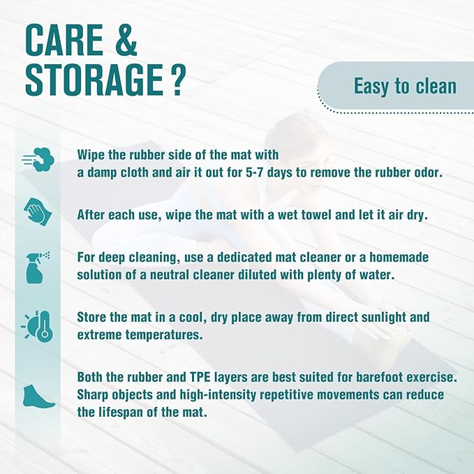 UMINEUX Extra Thick Yoga Mat, 2/5 Inch (10MM), Natural Rubber and TPE Non Slip Yoga Mats with Strap for Women Men, Eco Friendly Exercise Mat for Yoga, Pilates and Home Workout