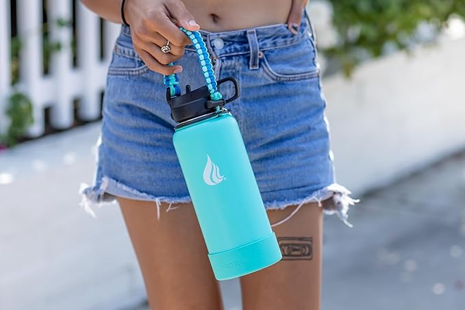HYDRO CELL Stainless Steel Insulated Water Bottle with Straw - For Cold & Hot Drinks - Metal Vacuum Flask with Screw Cap and Modern Leakproof Sport Thermos for Adults (Teal 32oz)