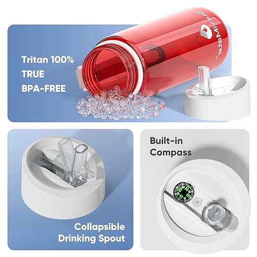 SurviMate 5-Stage 0.01μm Ultra-Filtration Filtered Water Bottle, BPA-Free Material, NSF/ANSI 42&372 Certified, Portable Water Filter Bottle for Survival, Camping, Hiking, and Emergency Use