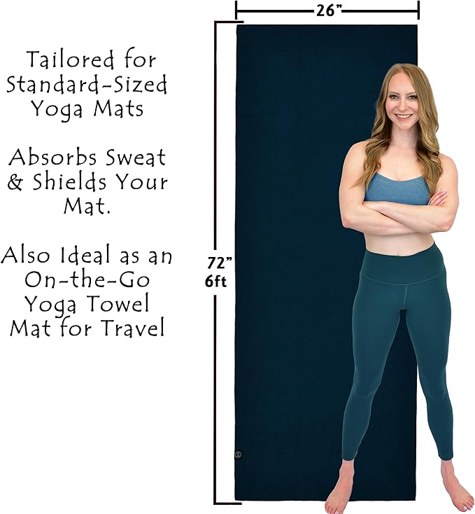 Tatago Hot Yoga Towel Non Slip Grip in 2 Sizes. Premium Yoga Towels for Hot Yoga Non Slip, Hot Pilates Mat Towel or Yoga Mat Towel Thicker, Softer, More Absorbant & Durable!