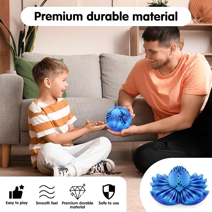 Gear Ball 3D Printed Cube Fidget Toy,Gear Sphere Fidget Toys,Sensory Toys for Stress and Anxiety Relief, Desk Toy Fidget Spinners,Stocking Stuffers for Adults & Kids Gift (Aurora Blue, 3.1 Inch)