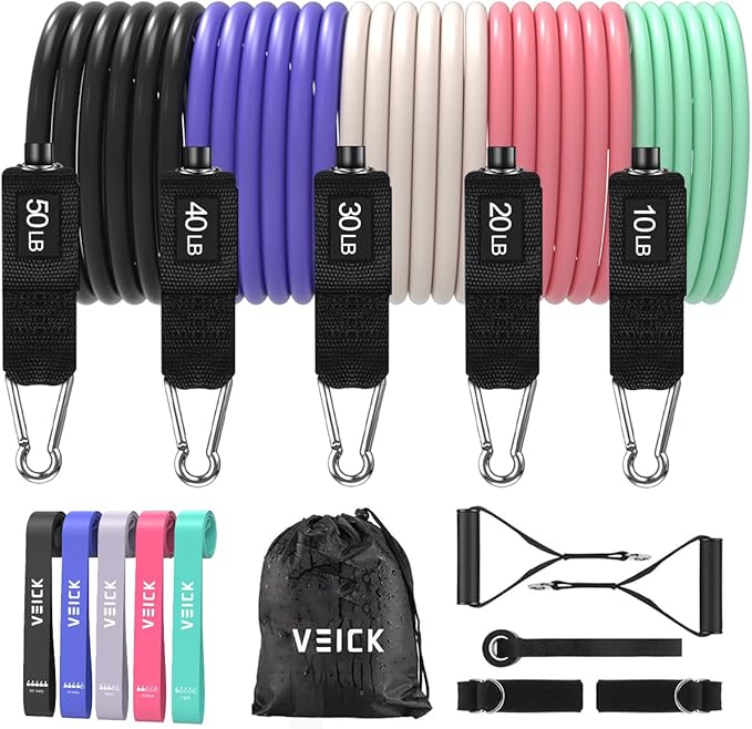 VEICK Resistance Bands, Exercise Bands, Workout Bands, Resistance Bands for Working Out with Handles for Men and Women, Exercising Bands for Fitness Weights Work Out at Home
