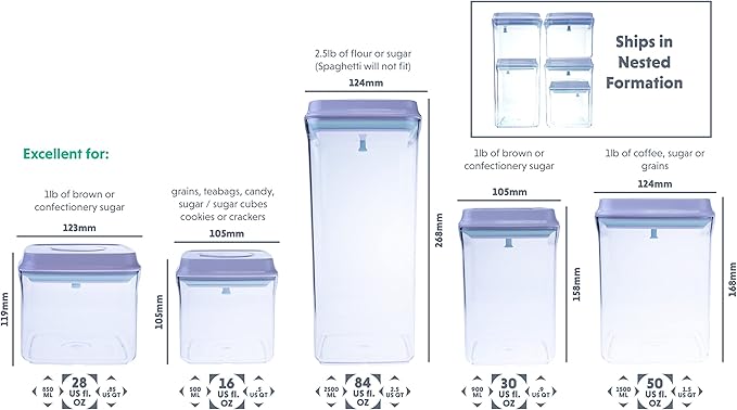 Bop Top | Airtight Meal Prep Containers with Lids | Food Storage Container Sets | Snack and Overnight Oats Fridge Organizer | Pantry and Kitchen Organization