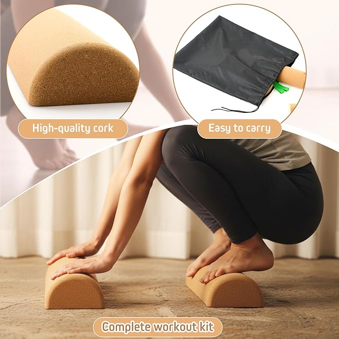 Soulchen Balance Board Trainer, Cork Foot Strengthener, Textured Natural Ankle Stability Trainer for Enhanced Foot Function, Balance Stability, Mobility Support, Improve Mobility and Prevent Falls