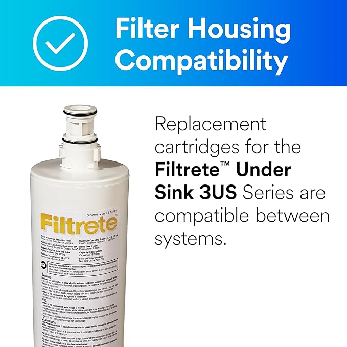 Filtrete Replacement Filter 3US-AF01 Standard Under Sink Quick Change Water Filtration, White