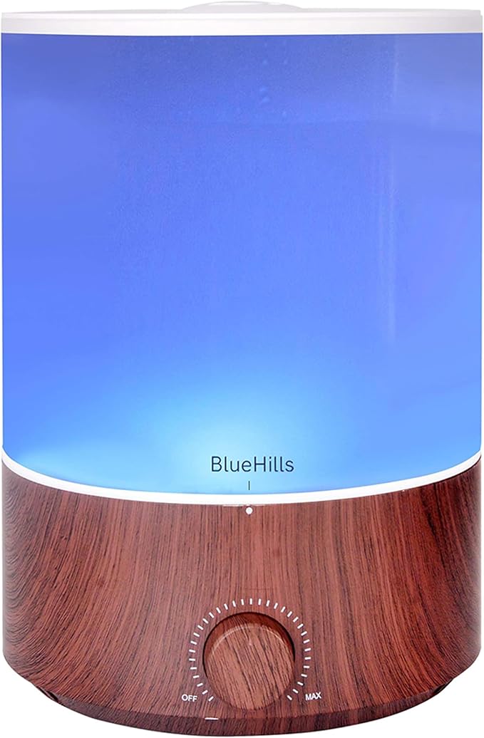 BlueHills Premium 4000 ml XL Essential Oil Diffuser 4L 4 Liter 70 Hour Run Humidifier Aromatherapy 1 Gallon Big Capacity High Mist Output for Extra Large Room Home Mood Lights Dark Wood Grain E402