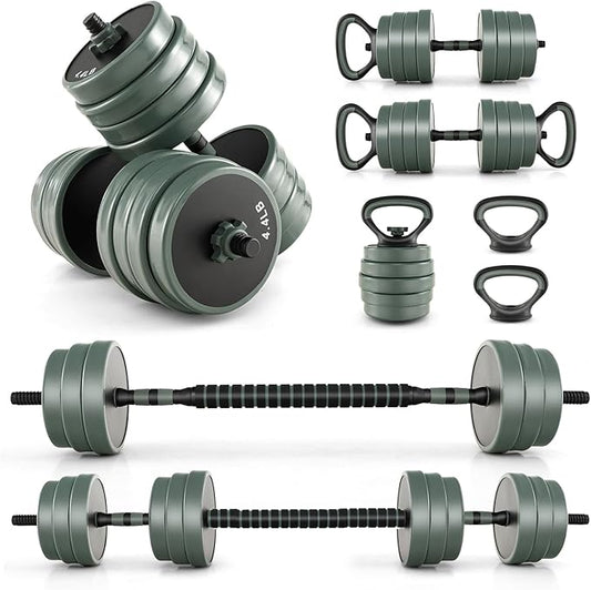 GYMAX Adjustable Dumbbell Set, 4 in 1 Free Weight Set with Connector, 92/47 LBS Used As Dumbbells, Barbells, Kettlebells, Push up Stands, Weight Lifting Training Equipment for Home Gym Workout Exercise