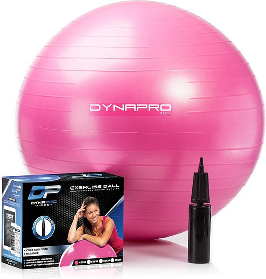 DYNAPRO Exercise Ball Extra Thick Eco-Friendly & Anti-Burst Material Supports over 2200lbs, Stability Ball for Home, Yoga, Gym, Birthing, Physio, Swiss, Physical Therapy or Pregnancy